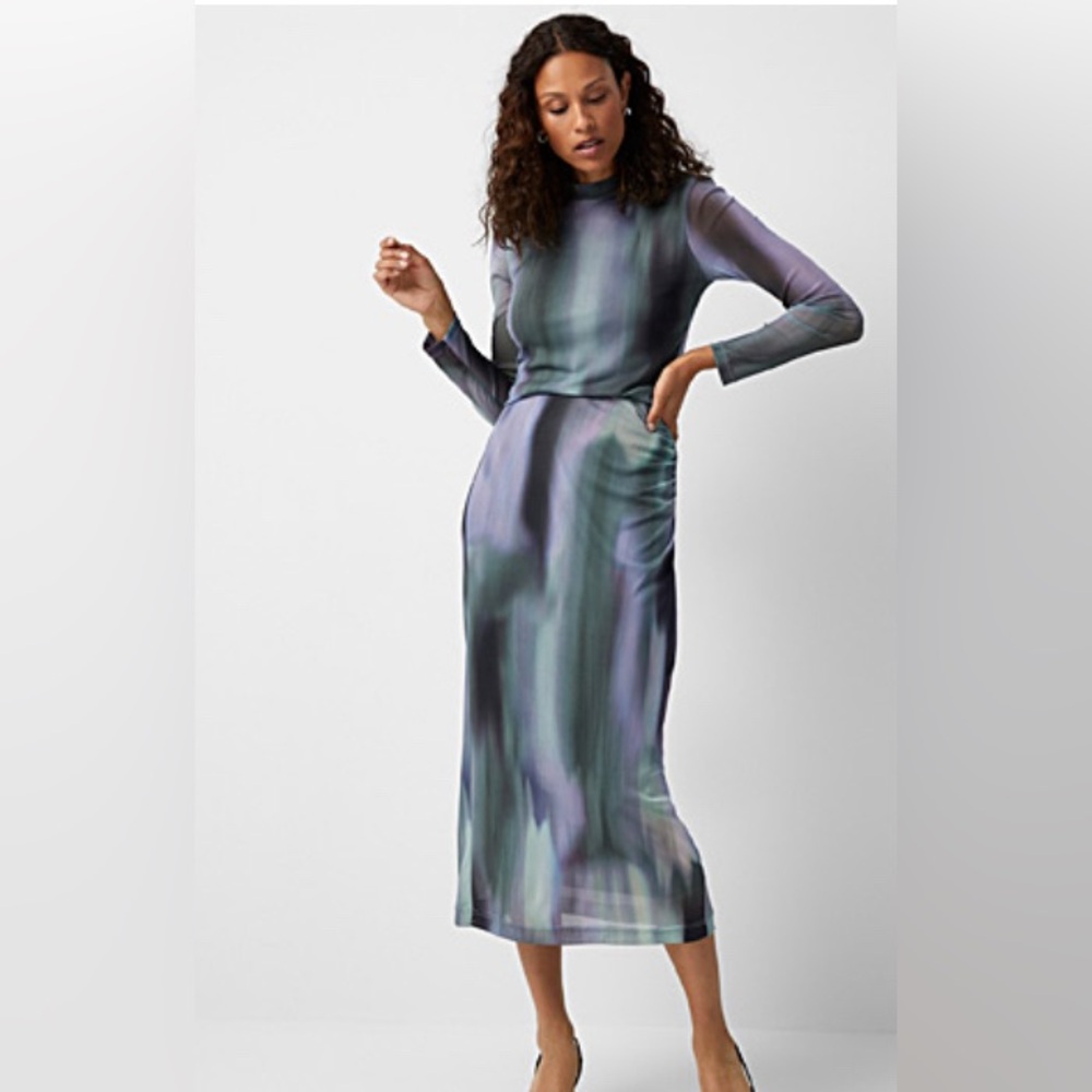 Contemporaine for Simons - ruched mesh pencil skirt